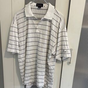 Bryan Nelson Men's Polo with White and Gray Stripes